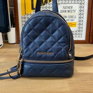 Michael Kors Mini Rhea Backpack, Navy Blue Quilted